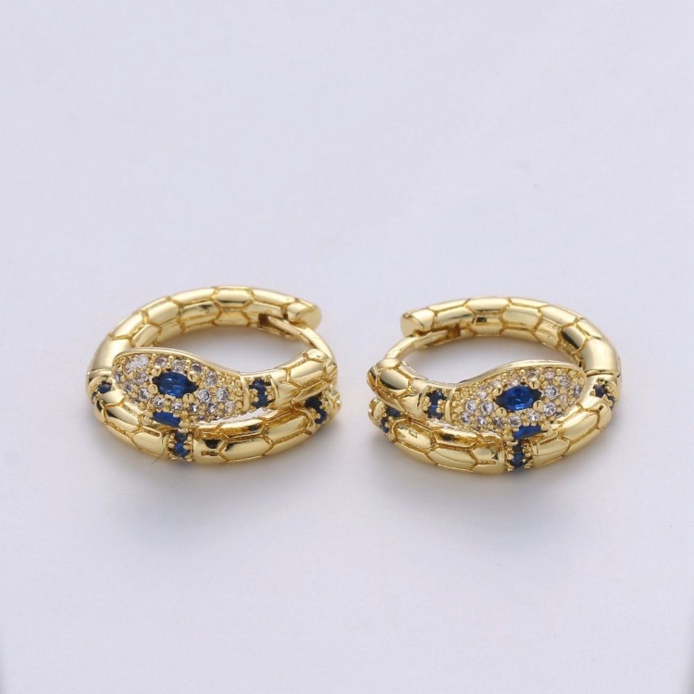 18K Gold Filled Snake Hoop Earrings - Picture 2 of 5